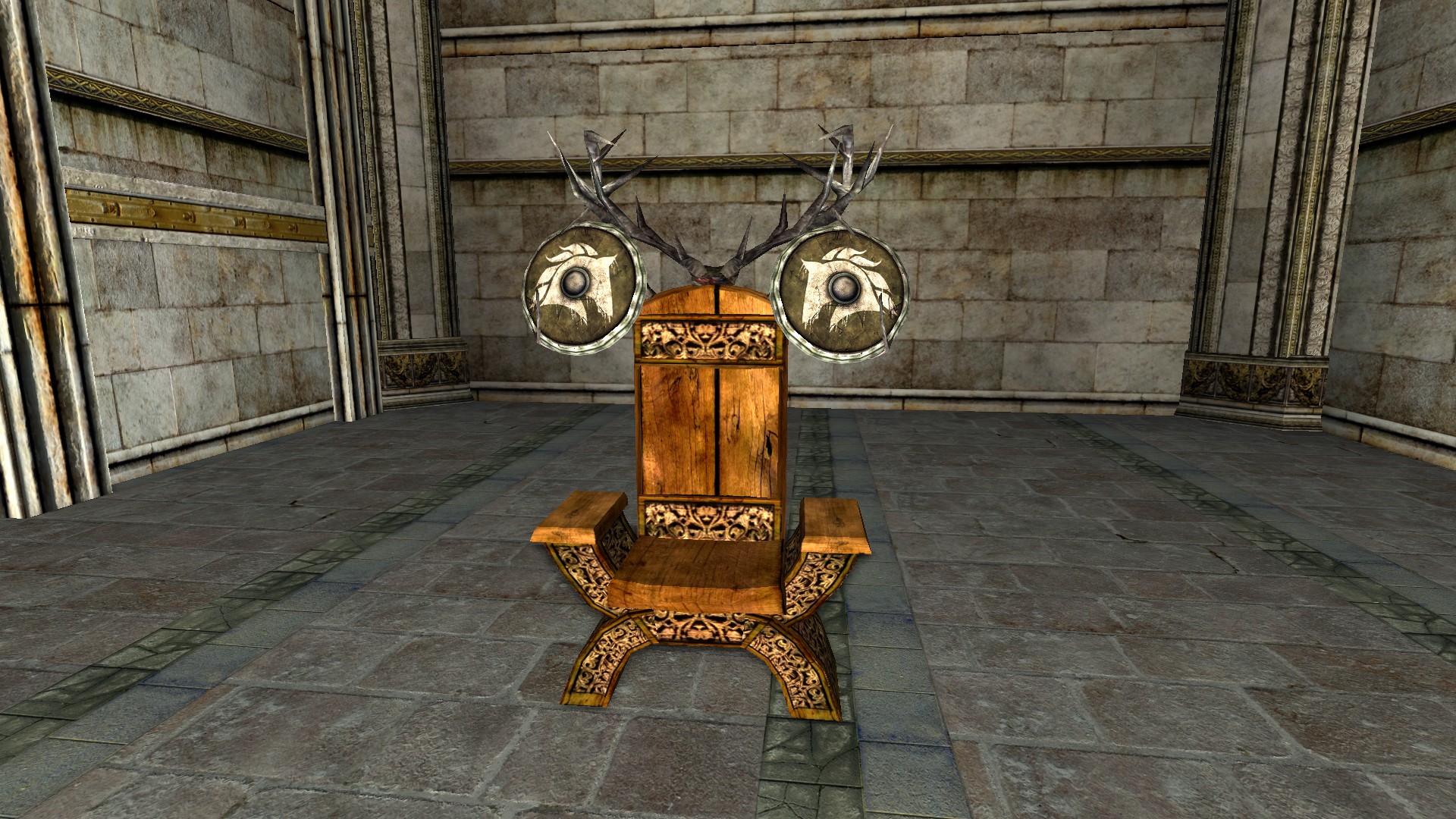 Chaise et deux boucliers des Rohirrim