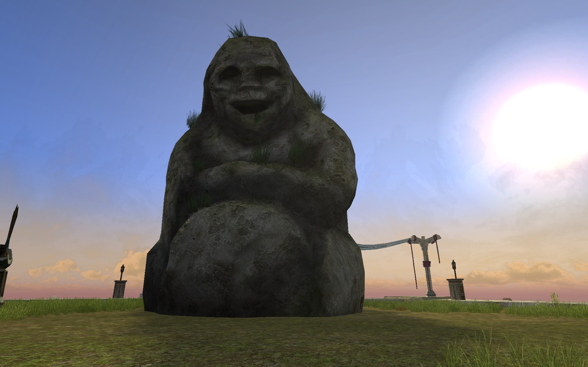Statue d’Homme-púkel au visage heureux