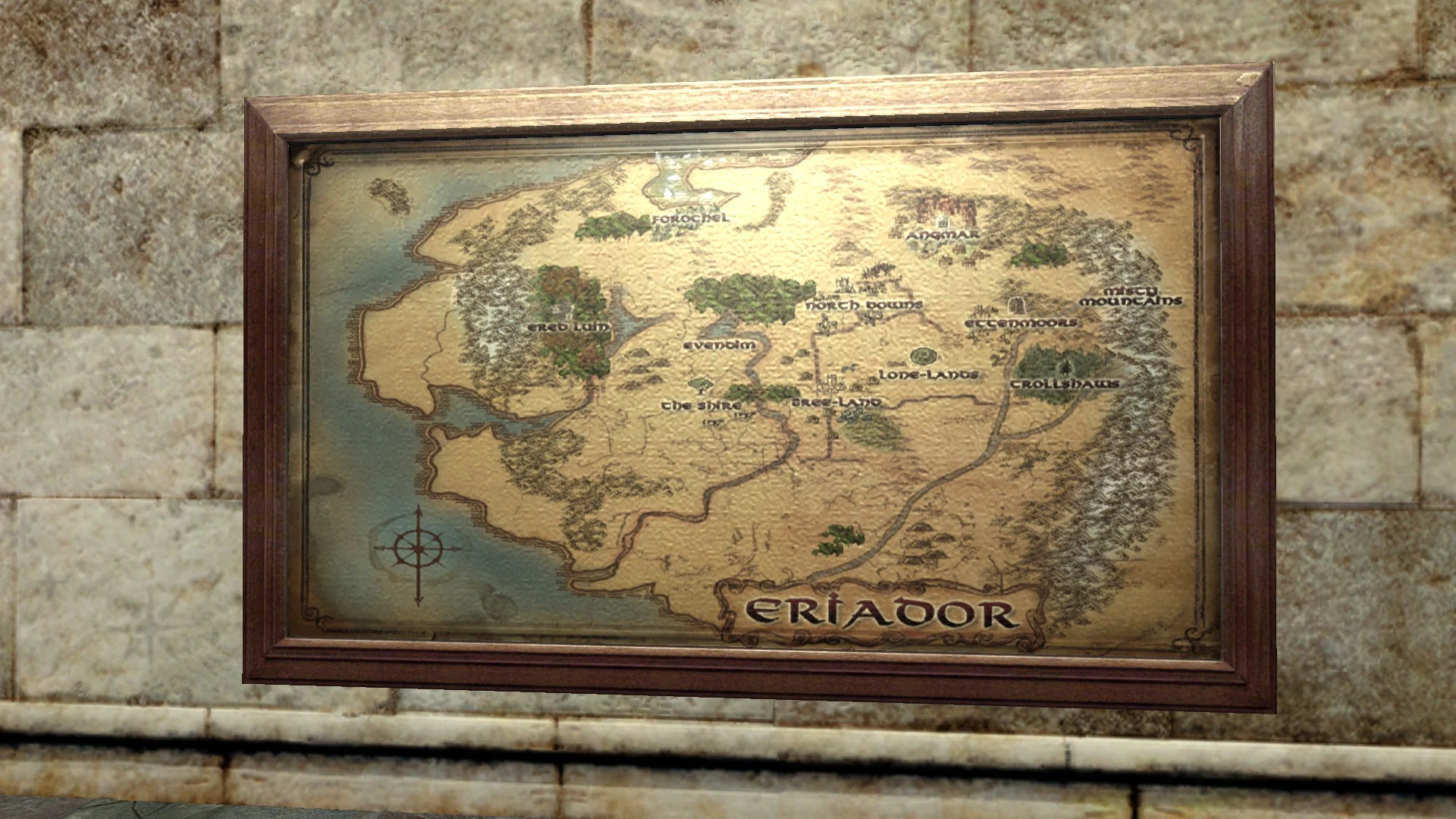 Grande carte encadrée de l’Eriador