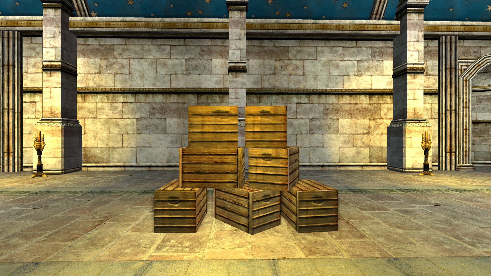 Mur de caisses destinées au marché