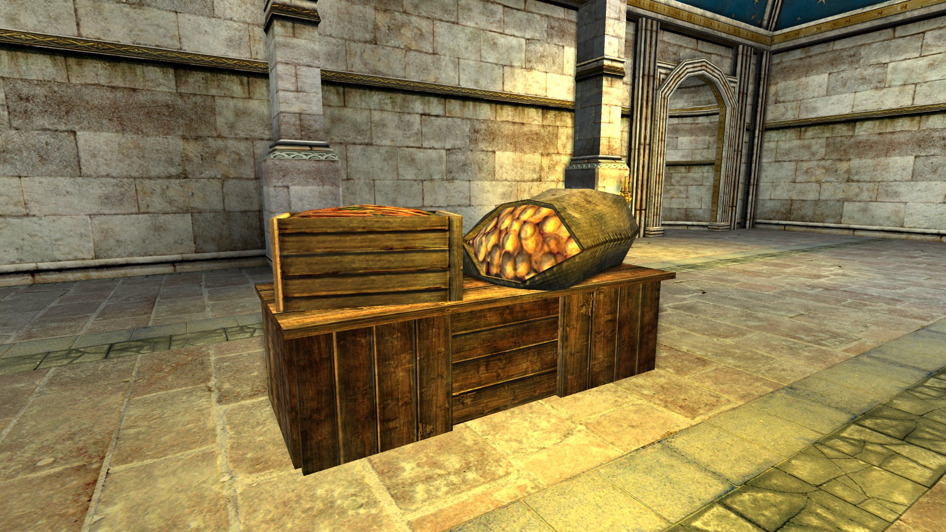 Table de marché chargée de pommes de terre