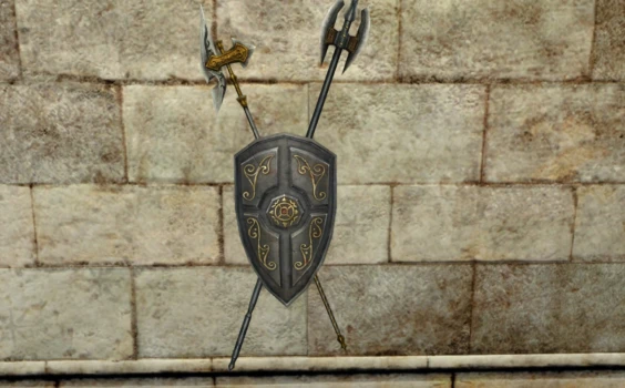 Boucliers décoratifs avec hallebardes