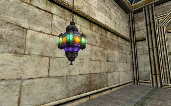 Lanterne suspendue en verre multicolore