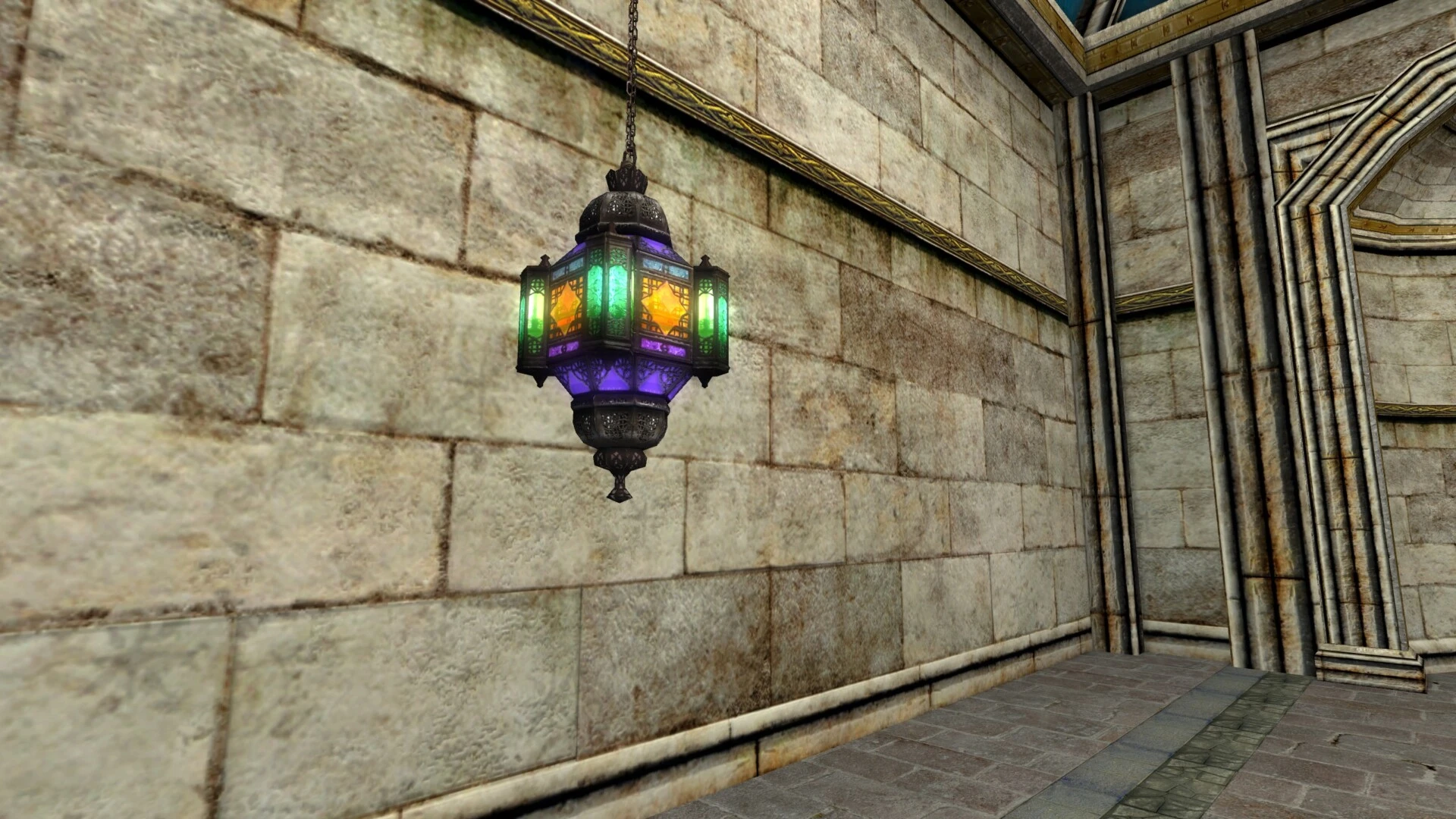 Lanterne suspendue en verre multicolore