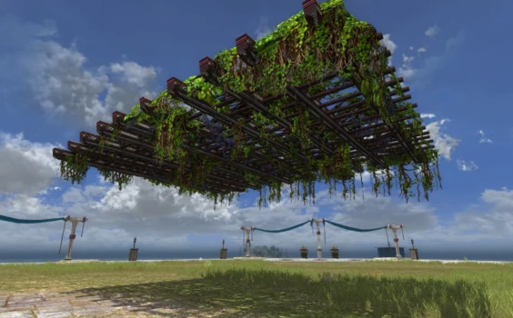 Pergola longue et large avec vignes (dessus)