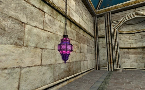 Lanterne suspendue en verre violette